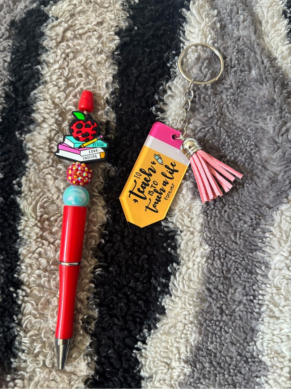 Teacher Gift Beaded Pen with Keychain